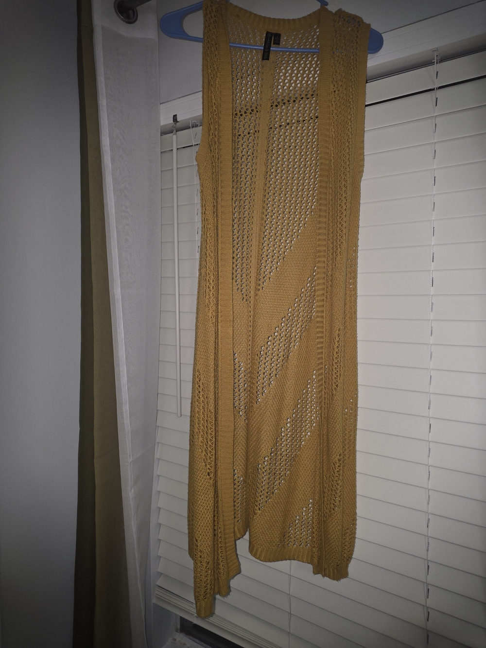 Allie & Rob Mustard Open-Knit Draped Vest